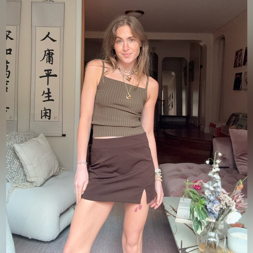 Bec & Bridge Brown Mini Skirt with Slit